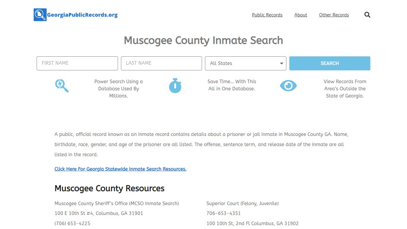 Muscogee County Inmate Search - MCSO GA Current & Past Jail Records